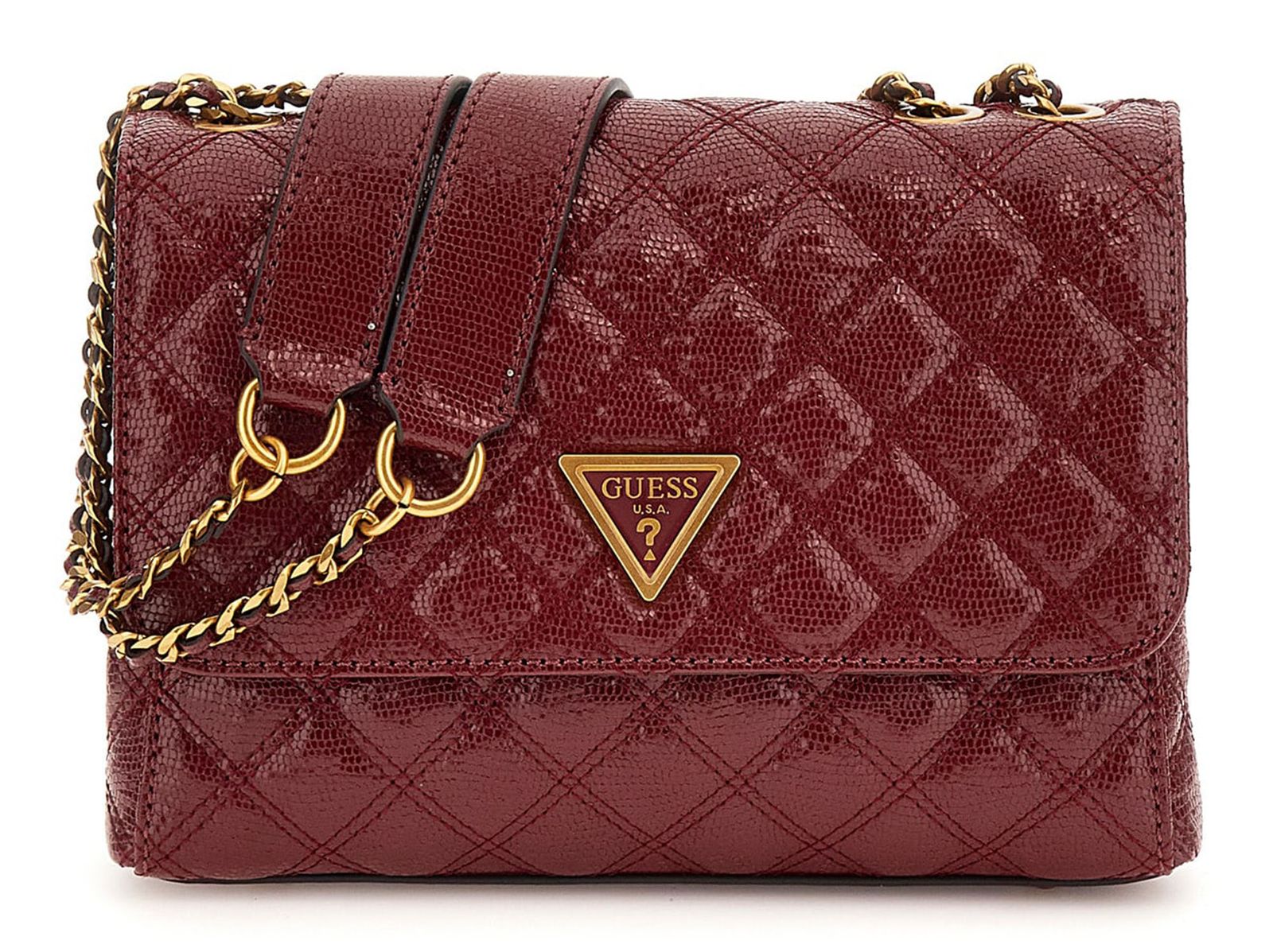 Sac Bandoulière GUESS Giully II - 2 Compartiments, Fermeture Rabat Magnétique - Noir Logo Foncé, Polyester