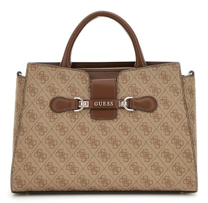 GUESS Nolana Girlfriend Satchel Latte Logo / Brown