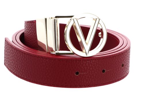 VALENTINO Roof Plaque Buckle Belt W75 Rosso Scuro / Oro - shortenable VALENTINO Roof Plaque Buckle Belt W75 Rosso Scuro / Oro - shortenable
