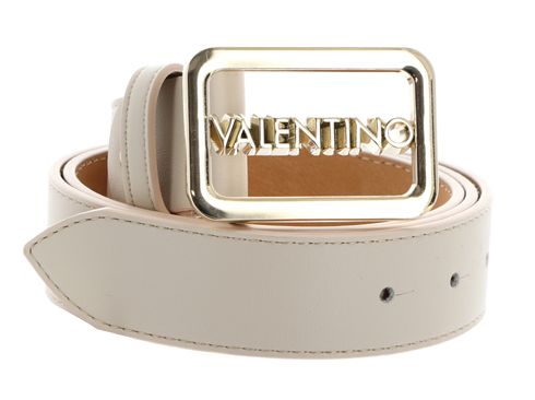 VALENTINO Around Plaque Buckle Belt W105 Ecru / Oro - shortenable