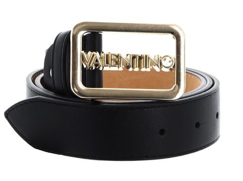 VALENTINO Around Plaque Buckle Belt W95 Nero / Oro - kürzbar