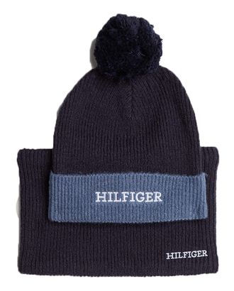 TOMMY HILFIGER Monotype Giftpack Beanie + Snood L / XL Space Blue