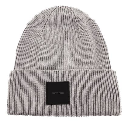 Calvin Klein Cotton / Wool Fine Rib Beanie Mid Gray