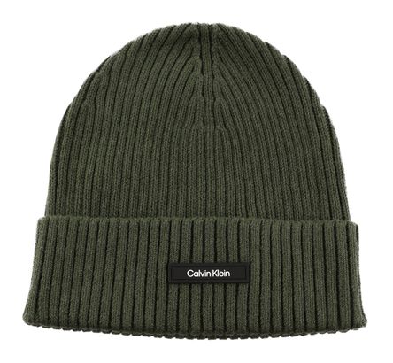 Calvin Klein Classic Cotton Rib Beanie Dark Olive