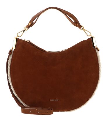 COCCINELLE Sunup Suede Leather Eco Shearling Shoulderbag Natural / Cuir