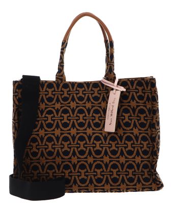 COCCINELLE Never Without Bag Winter Monogram Jacquard Shoulder Bag M Multi Royal / Cuir