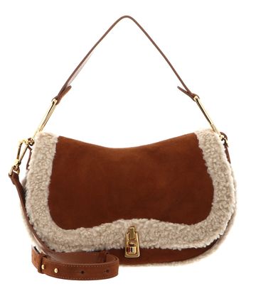 COCCINELLE Magie Eco Shearling Suede Leather Shoulderbag Natural / Cuir