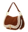 COCCINELLE Magie Eco Shearling Suede Leather Shoulderbag Natural / Cuir