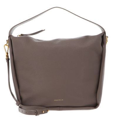 COCCINELLE Dorian Shoulder Bag Grained Leather Warm Taupe