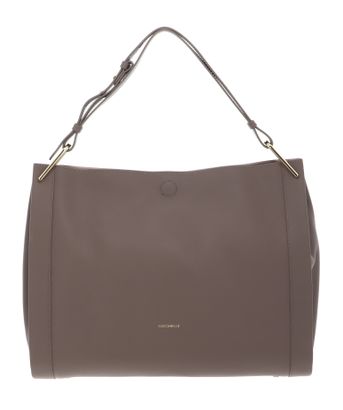 COCCINELLE Wallace Shoulderbag Double Grainy Leather Warm Taupe / Rosette