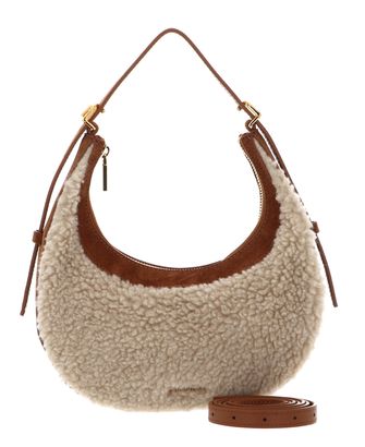 COCCINELLE Whisper Eco Shearling Suede Leather Mini Bag Natural / Cuir