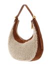 COCCINELLE Whisper Eco Shearling Suede Leather Mini Bag Natural / Cuir