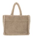 COCCINELLE Never Without Bag Eco Shearling Grained Leather Shoulder Bag Natural COCCINELLE Never Without Bag Eco Shearling Grained Leather Shoulder Bag Natural