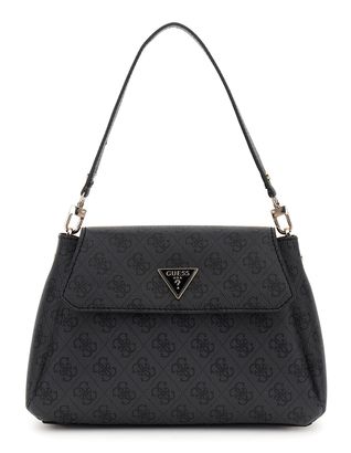 GUESS Sora Girlfriend Flap Shoulder Bag Coal Logo