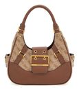 GUESS Decor Vintage Small Girlfriend Satchel Latte Logo / Brown