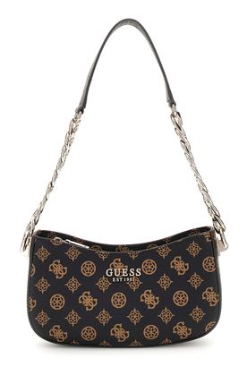 GUESS Evelune Top Zip Shoulder Bag Mocha Logo