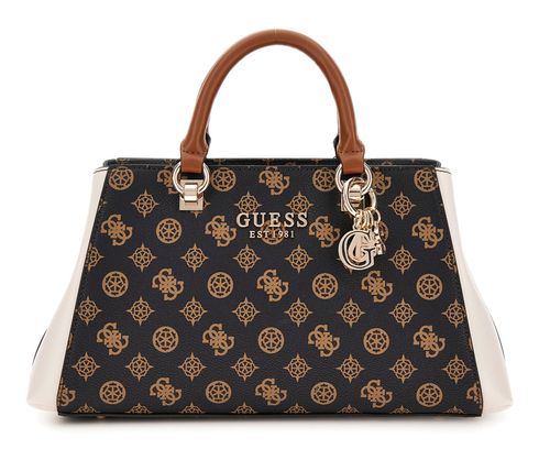 GUESS Evelune Girlfriend Satchel Mocha Logo Multi