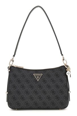 GUESS Eco Erica Top Zip Shoulder Bag Coal Logo