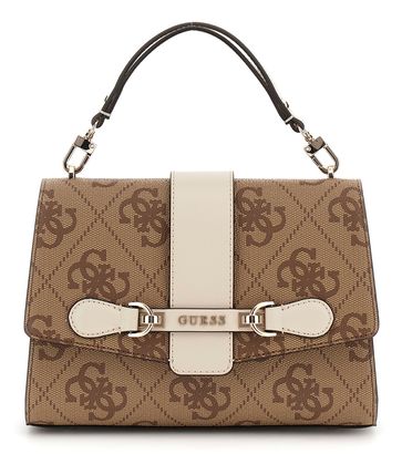 GUESS Nolana Top Handle Flap Bag Latte Logo / Bone