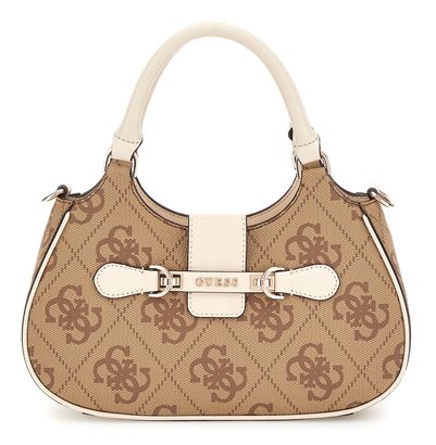 GUESS Nolana Girlfriend Satchel S Latte Logo / Bone