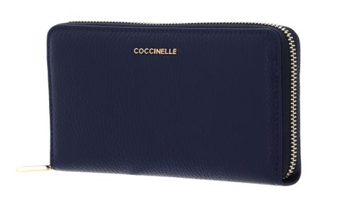 COCCINELLE Metallic Soft Wallet Grained Leather Royal Blue