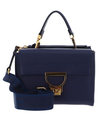 COCCINELLE Arlettis Signature Handbag Grained Leather Royal Blue