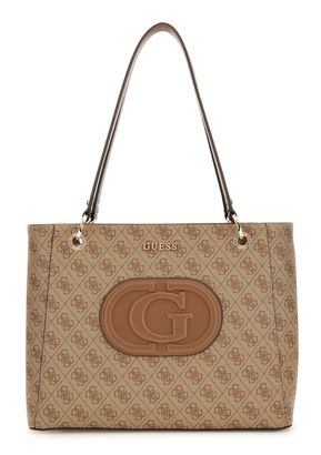 GUESS Eco Mietta Noel Tote Latte Logo / Brown