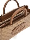 GUESS Eco Mietta Small Society Satchel Latte Logo / Brown