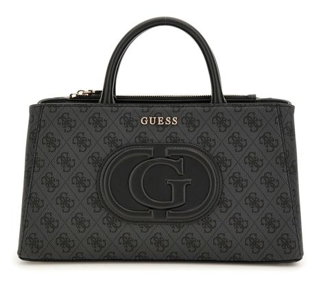 GUESS Eco Mietta Small Society Satchel Coal Logo / Black