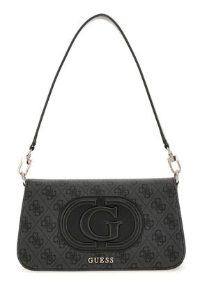 GUESS Eco Mietta Flap Shoulder Bag Coal Logo / Black