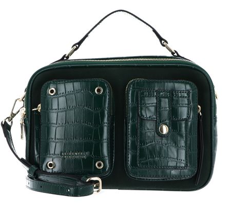 SEIDENFELT MANUFAKTUR Little Case Croco Print Emerald / Gold