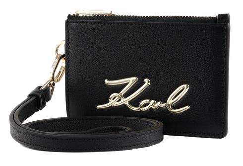 KARL LAGERFELD K / Signature 2.0 Strap Zip Around Wallet Black