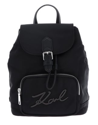 KARL LAGERFELD K / Signature Flap Backpack Black