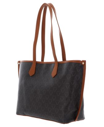 Sac Valentino Lady Re Shopping Bag - Moro/Nero - En Polyuréthane Texturé - Made In Italy