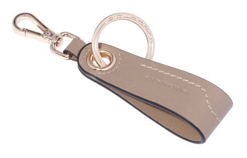 PIQUADRO Circle Keychain With Carabiner Hook Taupe