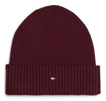 TOMMY HILFIGER TH Flag Pima Cotton Beanie Deep Rouge