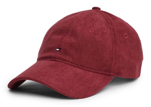 TOMMY HILFIGER TH Flag Corduroy Soft 6 Panel Cap Deep Rouge