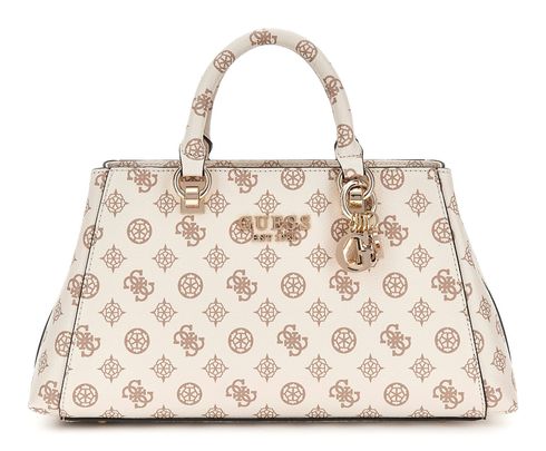 GUESS Evelune Girlfriend Satchel Cream Logo