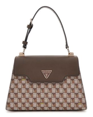 GUESS G Wave Top Handle Flap Brown Logo