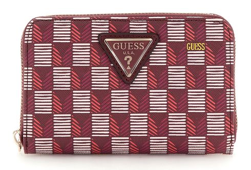 GUESS G Wave SLG Medium Zip Around Wallet Claret Logo