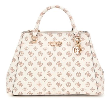 GUESS Evelune Girlfriend Satchel L Cream Logo