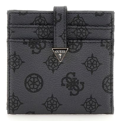 GUESS Laurel SLG Tab Card Case Charcoal Logo