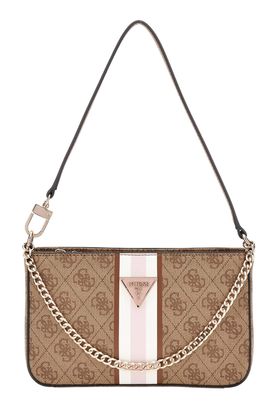 GUESS Noelle Mini Top Zip Shoulder Bag Latte Logo