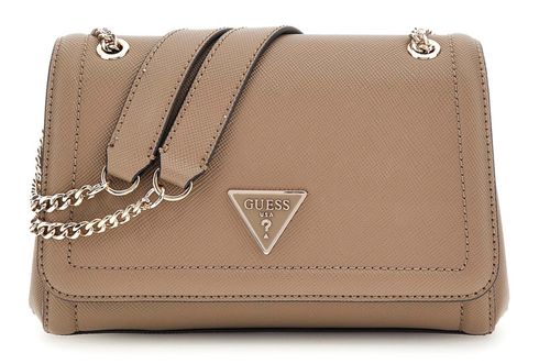 GUESS Noelle Covertible Xbody Flap Bag Dark Taupe