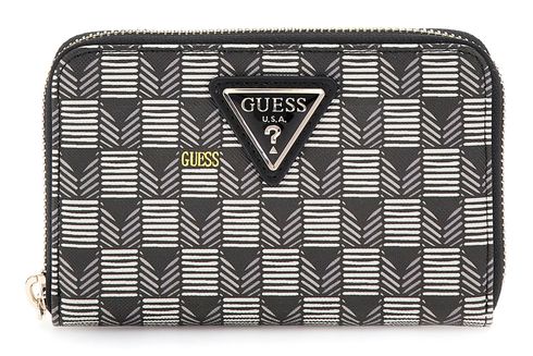 GUESS G Wave SLG Medium Zip Around Wallet Black Logo