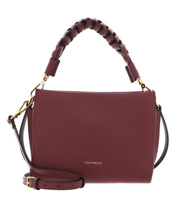 COCCINELLE Boheme Grana Double Crossbody Double Grainy Leather Brandy / Gren. Red