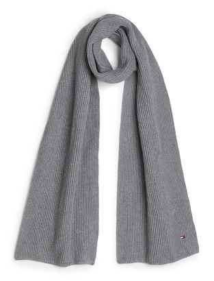 TOMMY HILFIGER TH Flag Pima Cotton Cash Scarf Mid Grey Heather