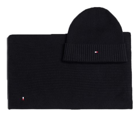 TOMMY HILFIGER Gifting Flag Pima Cotton Beanie and Scarf Giftpack Black