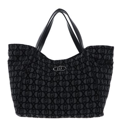 LIU JO Cromite Shopping Bag L Jacquard Nero