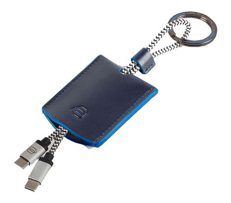 PIQUADRO Blue Square Key-Chain With Cables Blu Notte